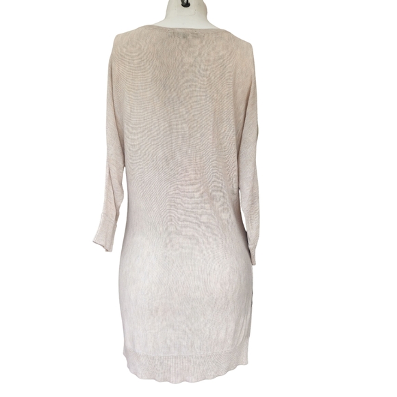 INC Lightweight Knit Beige Purple Floral Semi-Long Batwing Tunic size M - Picture 3 of 4